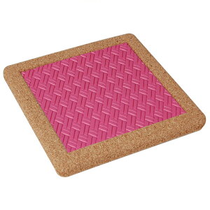 Good-L コルクフレームコースター ステッチ【ピンク】 おしゃれ 高級 かわいい 高品質 コップ 店舗 来客用 接客用 事務所 イベント プレゼント