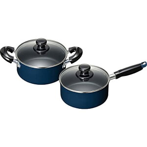 和平フレイズ お手入れ簡単 【調理器具セットC】 両手鍋 18cm & 片手鍋 16cm セット ブルー ふっ素樹脂加工 IH・ガス対応 送料無料