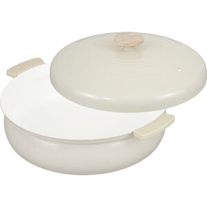 和平フレイズ 6〜7人用 大型 卓上鍋 30cm アイボリー IH・ガス対応 両手鍋 鍋用鍋 大きい 軽いセラミック RB-3657 送料無料