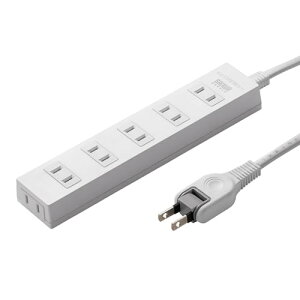 サンワサプライ 電源タップ ほこり防止シャッター 火災予防 6個口・2ピン・1m 配線しやすいスイングプラグ ホワイト TAP-TSH6 送料無料