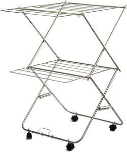 大木製作所 洗濯物干し 室内用 折りたたみ式 2段 57×75×高さ91 車輪付き コンパクト収納 タワー型 洗濯ハンガー 00355- 送料無料