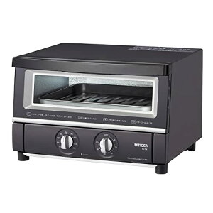タイガー魔法瓶(TIGER) オーブントースター 断熱Wガラス 温度調節機能 30分タイマー トースト3枚 1300W マットブラック 送料無料