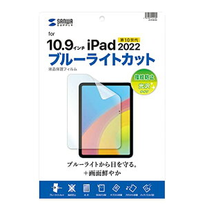 サンワサプライ 第10世代iPad10.9インチ用ブルーライトカット指紋防止光沢フィルム LCD-IPAD22BC 送料無料