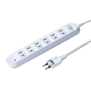 サンワサプライ 雷ガードタップ 6個口・2P 2m コンセントキャップ・マグネット付き TAP-SP216 送料無料