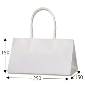 紙袋 Pスムースバッグ 25-15 白無地 25枚 サイズ :250×150×150mm【業務用 横長 マチ広 手提げ 手提袋 手提】
