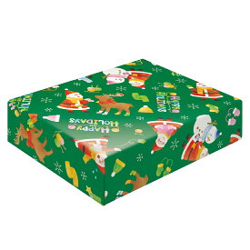 クリスマス包装紙　10枚ロール ウールサンタ緑 半才判【ギフト　ラッピング　クリスマス】