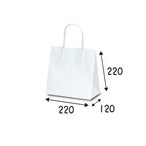 【ケース販売】紙袋 マットバッグ SS ホワイト 100枚 サイズ 220×120×220mm【業務用 高級 手提げ ラッピング つや消】