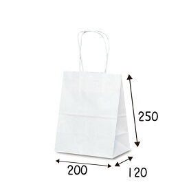 【ケース販売】紙袋　T-2　白無地　200枚　サイズ 200×120×250mm【業務用 紙袋 手提げ 手提げ紙袋 ラッピング】