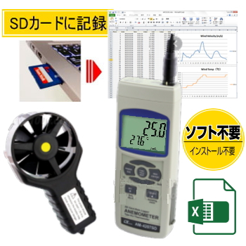 サトテック デジタル風速計AM-4207SD データロガーベーン式風速計 ついに入荷 日本全国 送料無料