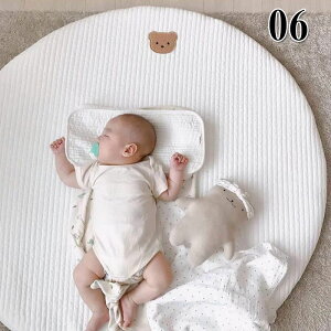 サニーマット キルティング マット ベビー布団 ラグ 敷きパッド 生地 コットン 丸 円形 お昼寝マット イブルマット ラグ マット プレイマット オリーブ キルティング 一体型 リバーシブル 洗