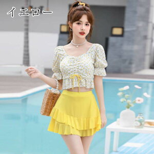 水着 レディース 韓国 体型カバー 可愛い フリル 小胸 水着 中学生 高校生 大学生 水着 露出控えめ セパレート セット スカート 可愛い水着 黒 チェック柄 安全パンツ 10代 20代 みずぎ 大人 水