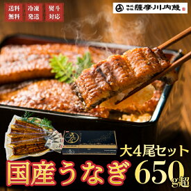 【20％OFF＆ポイント5倍】うなぎ　国産　蒲焼　大4尾セット　ギフト　贈答　鰻重　鰻丼　お歳暮　母の日　父の日　お中元　敬老の日　送料無料　鹿児島県産