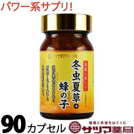 高麗人参 入り 冬虫夏草 + 蜂の子 90カプセル【メール便 送料無料 】 こうらい 人参 とうちゅうかそう サプリ サプリメント トウチュウカソウ 健康食品 みなぎる 栄養 エネルギー ハチの子 日本製《サツマ薬局オリジナル商品》