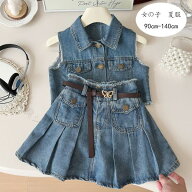 子供服 女の子 セットアップ 夏服 キッズ デニム 上下セット おしゃれ 2点セット 子ども服 ガールズ デニ…