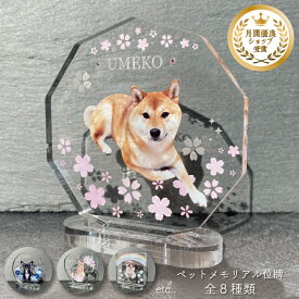 ペット メモリアル位牌 【桜】全8種類 犬 猫 愛犬 愛猫 ペット メモリアルグッズ グッズ 写真 お悔やみ お悔み 贈り物 かわいい オーダーメイド オリジナル 遺影 仏具 位牌 ペット供養 記念 記念品 ペットロス 写真立て 写真 文字入り フォト 思い出 アクリル 手元供養