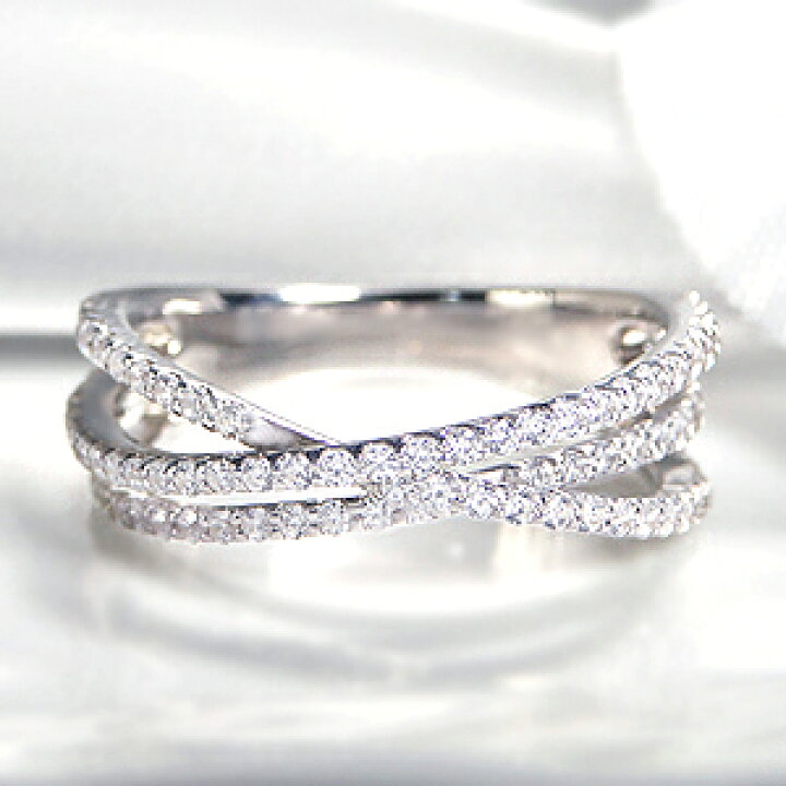 楽天市場】K18WG【0.65ct】ダイヤモンド クロス リング【送料無料  