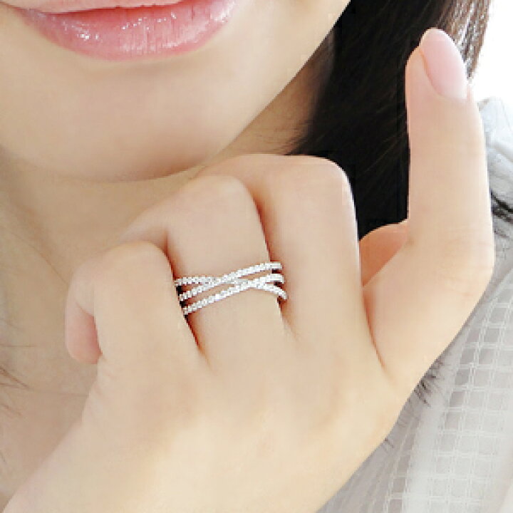 楽天市場】K18WG【0.65ct】ダイヤモンド クロスライン リング【送料 