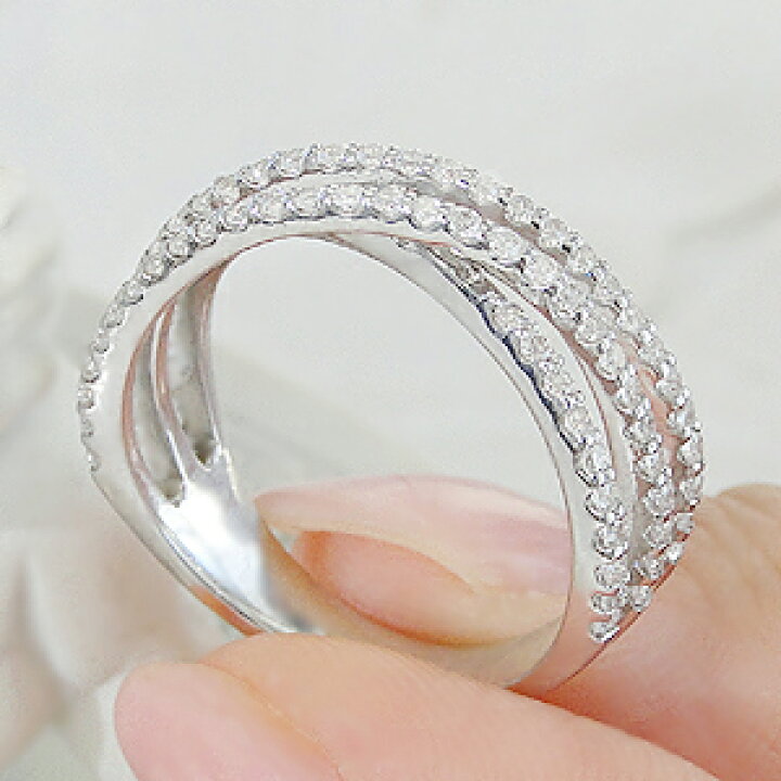 楽天市場】K18WG【0.65ct】ダイヤモンド クロスライン リング【送料 