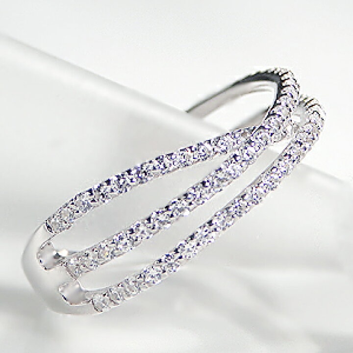 楽天市場】K18WG【0.65ct】ダイヤモンド クロスライン リング【送料 