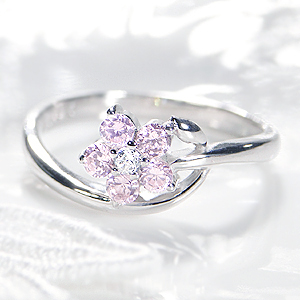 楽天市場】K18WG ピンクサファイア ダイヤモンドフラワー リング指輪