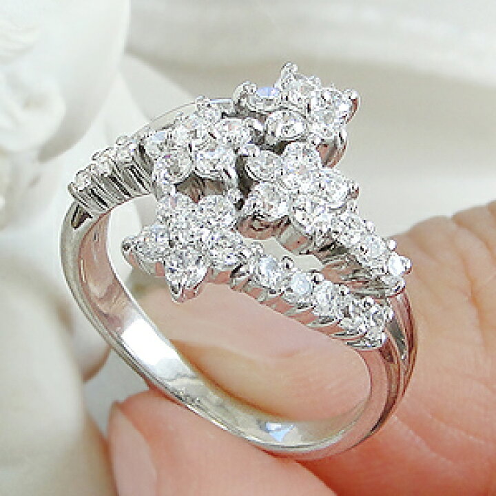 楽天市場】K18WG【1.0ct】フラワー ダイヤモンド リング【送料無料 