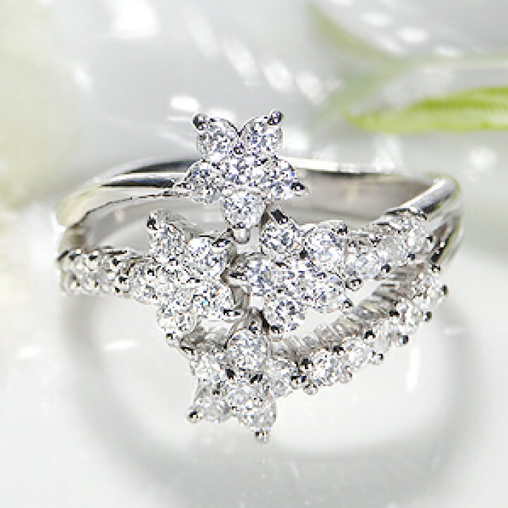 楽天市場】K18WG【1.0ct】フラワー ダイヤモンド リング【送料無料 