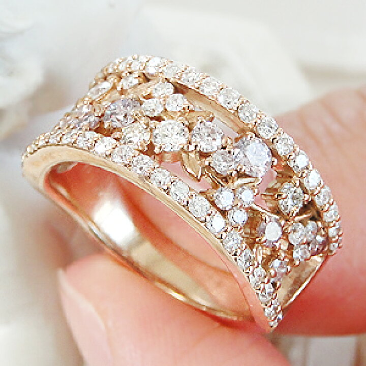 楽天市場】K18PG【1.00ct】ピンクダイヤモンド＆ダイヤモンドリング 