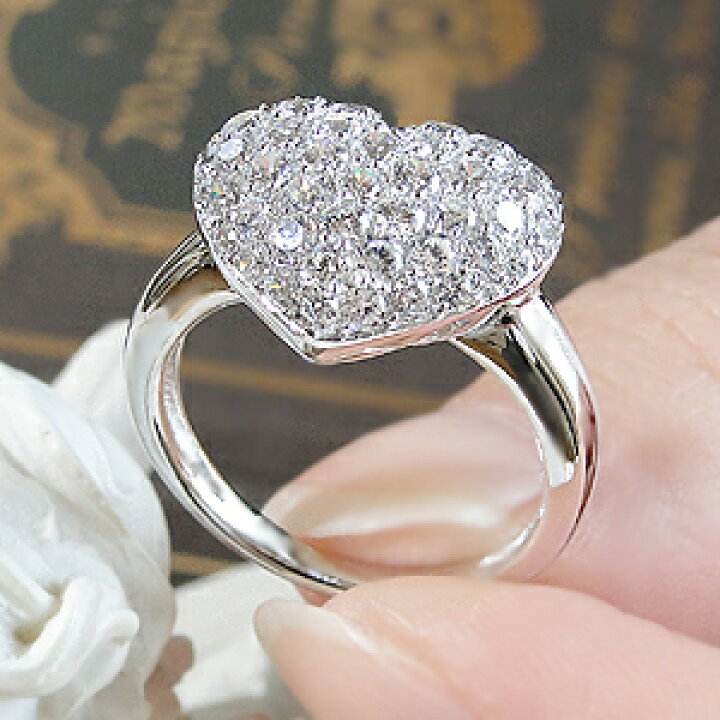 楽天市場】pt900【1.3ct】ダイヤモンド ハート パヴェ リング【送料  