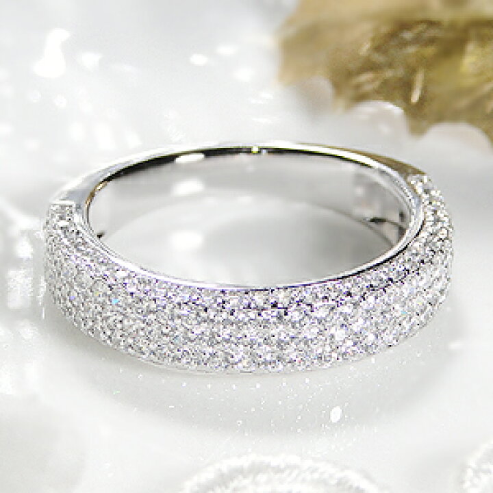 楽天市場】pt900 豪華【1.10ct】平打風 ダイヤ パヴェリング 【送料  