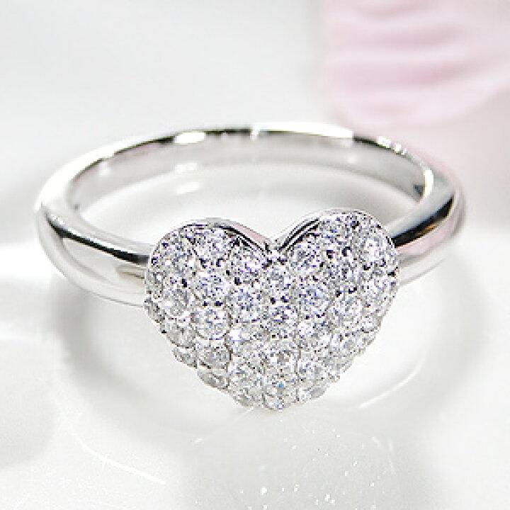 楽天市場】pt900【0.52ct】ダイヤモンド ハート パヴェ リング【送料  