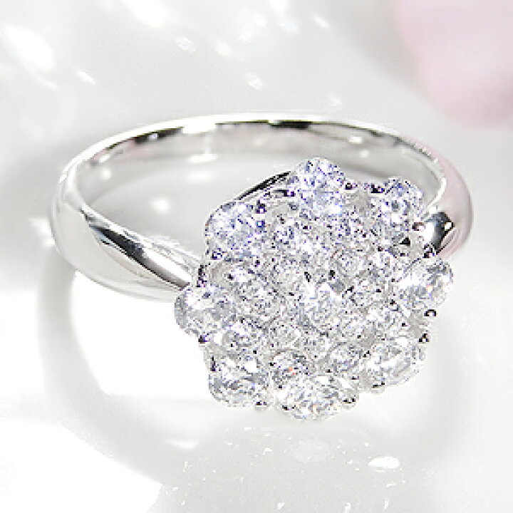 楽天市場】pt900【1.0ct】ダイヤモンド フラワー パヴェ リング【送料 