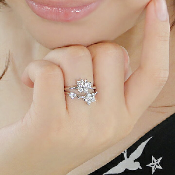 楽天市場】pt900【0.75ct】花と蝶 バタフライ＆フラワー ファッション 