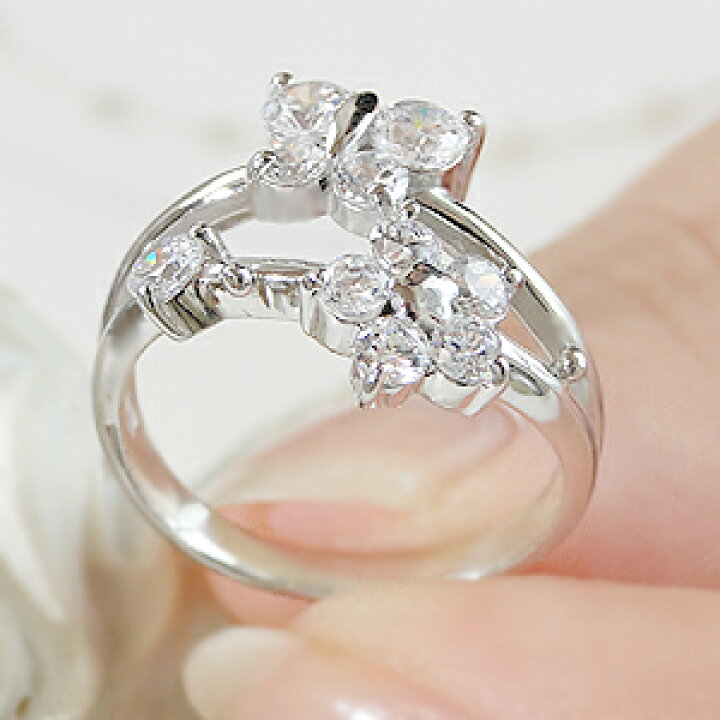 楽天市場】pt900【0.75ct】花と蝶 バタフライ＆フラワー ファッション 