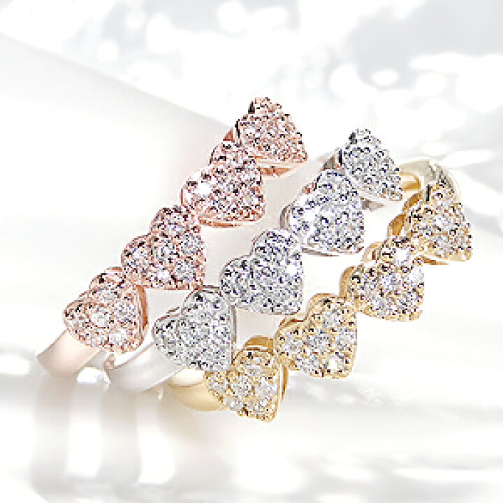 楽天市場】K18WG/YG/PG 0.20ct ハート ダイヤモンド エタニティリング  