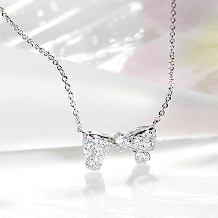 楽天市場】K18WG リボンモチーフ ダイヤモンドペンダント 【0.2ct 