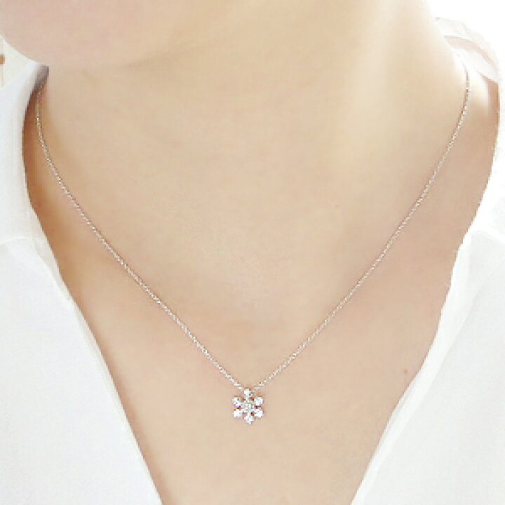 楽天市場】K18WG 0.07ct 雪の結晶 ダイヤモンド ネックレス/ネックレス 