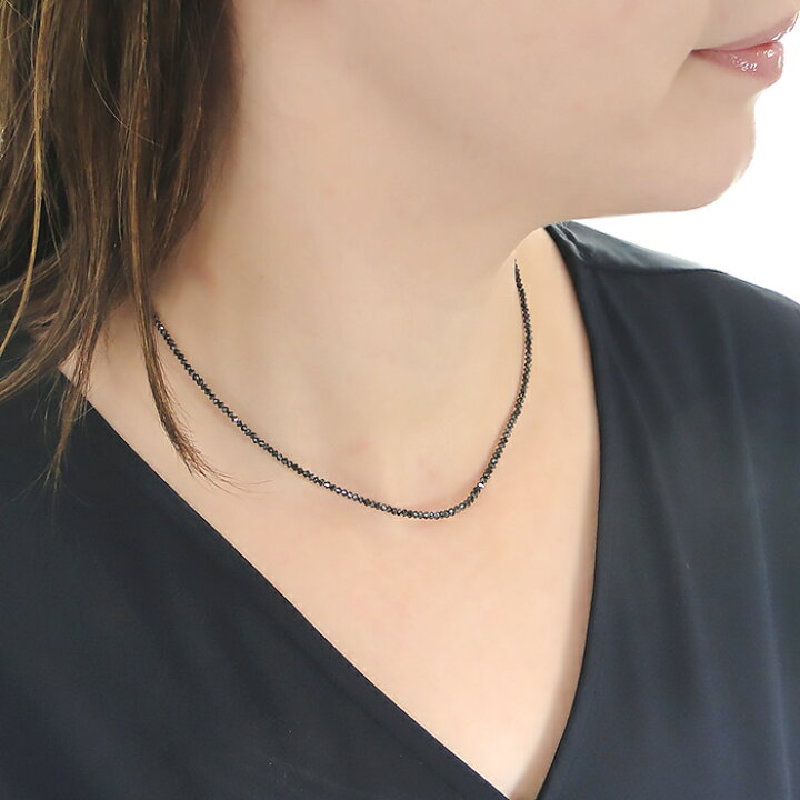 楽天市場】K18WG ブラックダイアモンド ネックレスブラック 