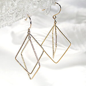 K10YG スイング フックピアス! ピアス 10k 10金 k10 地金ピアス フック アメリカンピアス 揺れる ピアス ゴールド ピアス イエローゴールド 四角 送料無料 品質保証書 代引手数料無料