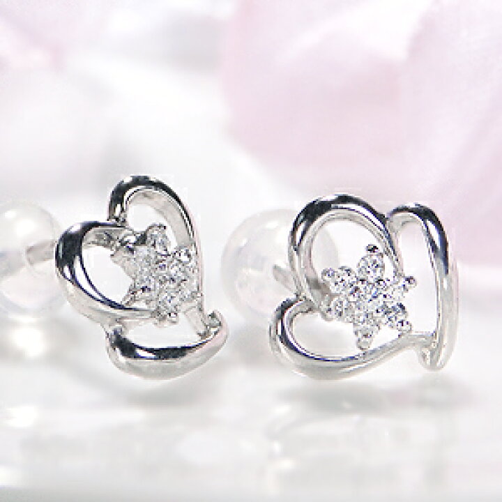 楽天市場】K10WG ダイヤモンド ピアス！10金 ピアス 10k ゴールド  