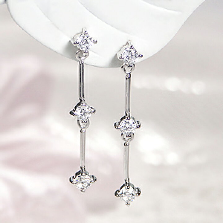 楽天市場】K18WG/YG/PG【0.2ct】ダイヤモンド スリーストーン ピアス  