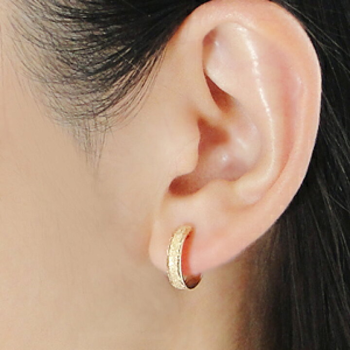 楽天市場】K18YG ダイヤカット フープピアス！18金 ピアス k18 フープ 
