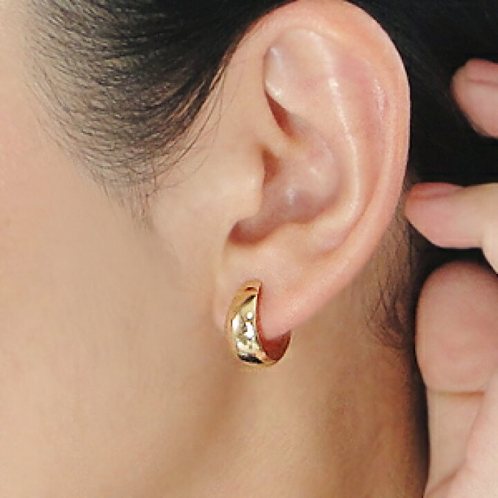 楽天市場】K18YG 甲丸 フープピアス【7x15mm】18金 ピアス k18 フープ 