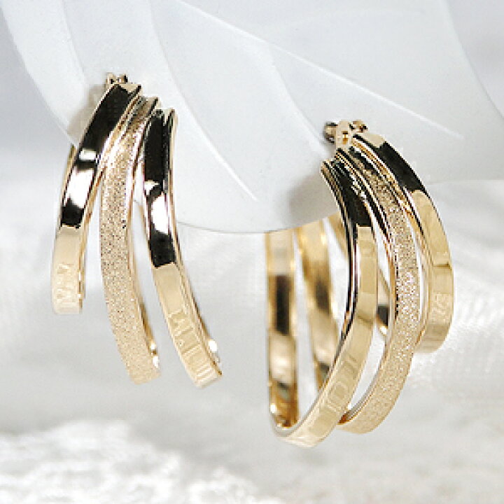 楽天市場】K18YG ダイヤカット 3連 地金 フープピアス18金 ピアス 18k 