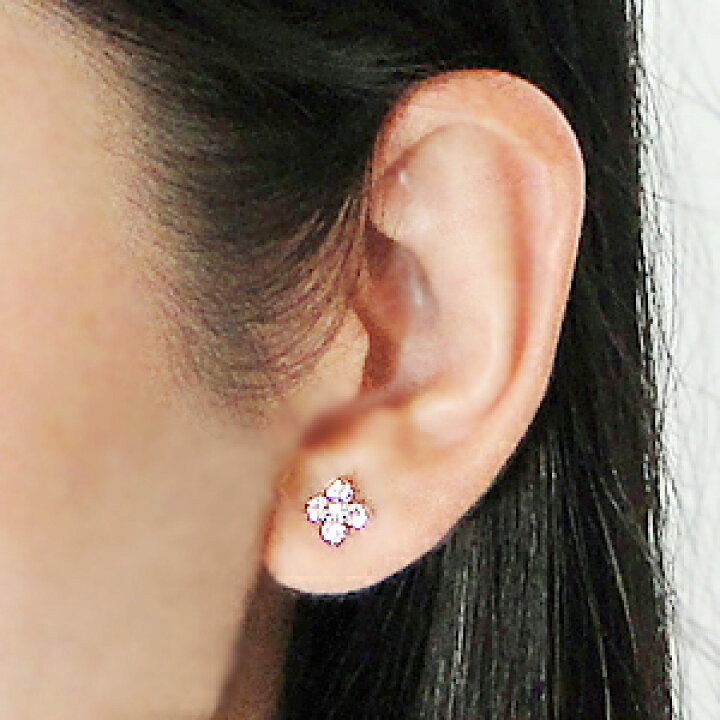 楽天市場】K18WG ピンクサファイア ダイヤモンド フラワー ピアス18金  