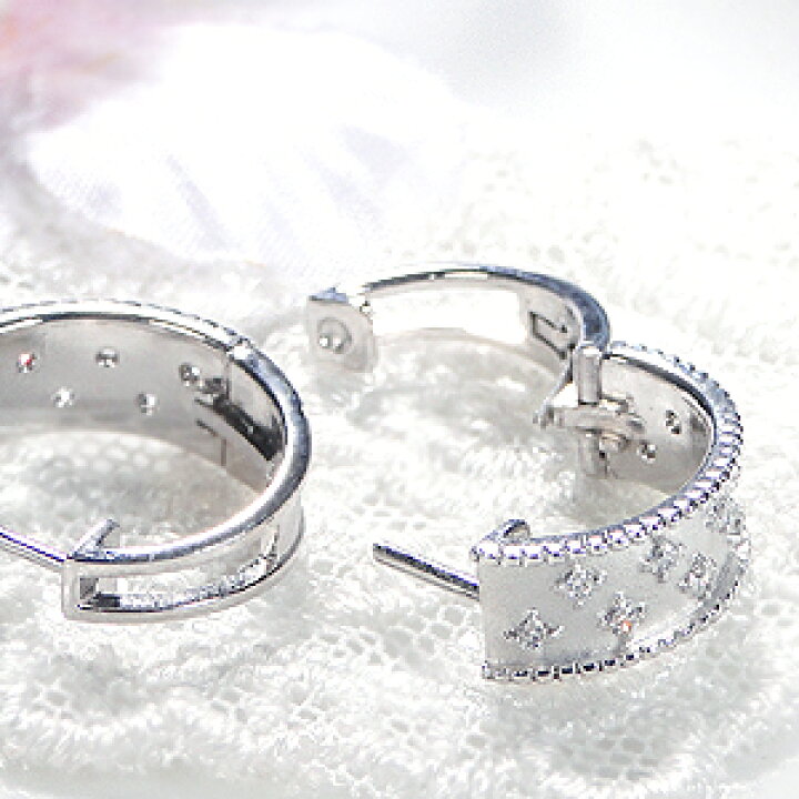 楽天市場】K18WG ダイヤモンド フープピアス！18金 ピアス k18 フープ 