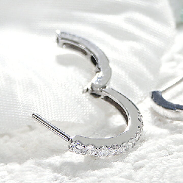 楽天市場】K18WG 0.3ct ダイヤモンド フープピアス18金 ピアス k18 