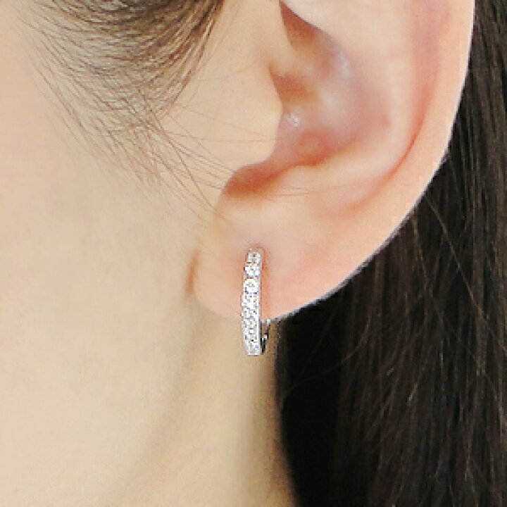 楽天市場】K18WG【0.3ct】ダイヤモンド フープピアス18金 ピアス k18 