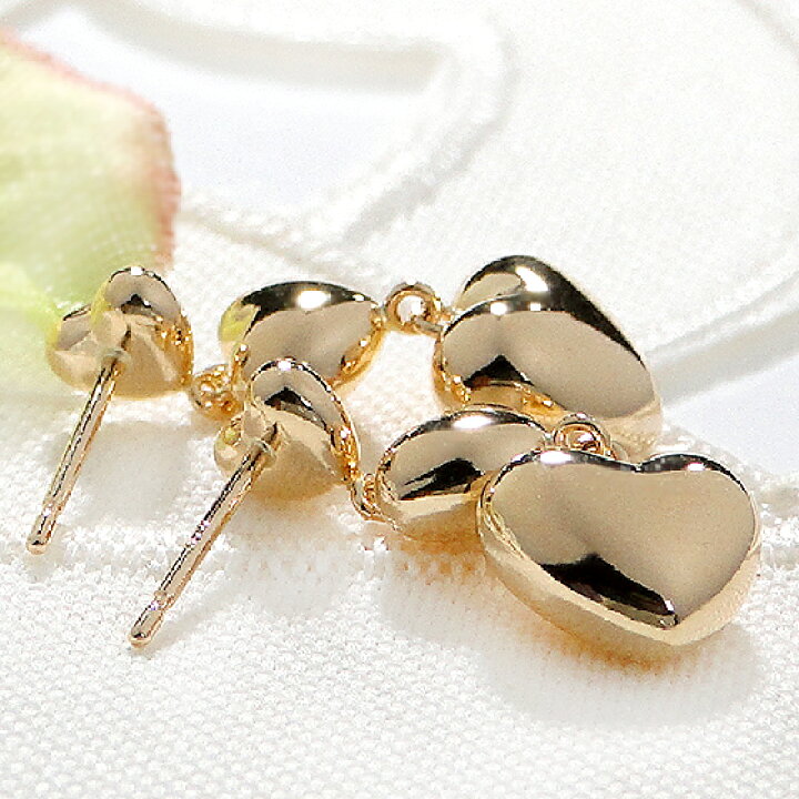 楽天市場】K18YG ハート ゴールドピアスピアス 18k 18金 k18 地金 