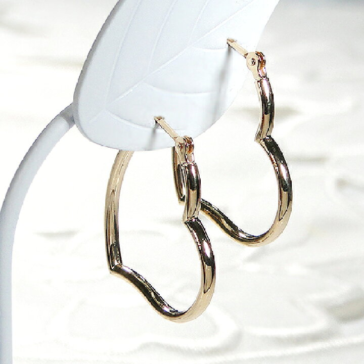 楽天市場】K18YG 地金 ハートパイプフープピアス18金 ピアス 18k 