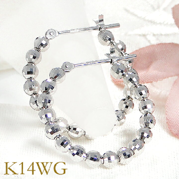 楽天市場】K18YG/K14WG ミラーボールフープピアス18金ピアス 14金 